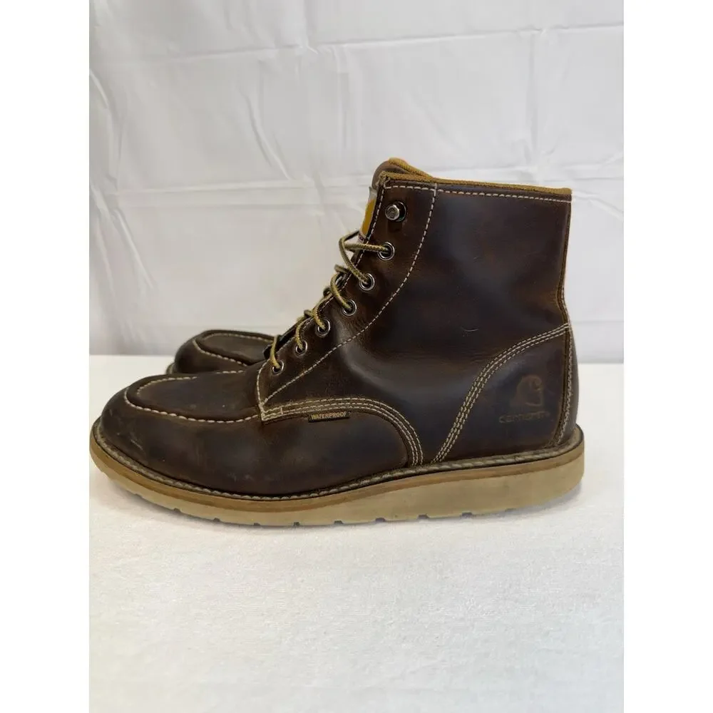 Carhartt Men’s 11 Work Boots Leather Brown Moc Toe Waterproof EH CMW6095 Wedge